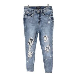 👖 Judy Blue Distressed Ankle Cropped Straight Leg Jeans – Size 5/27